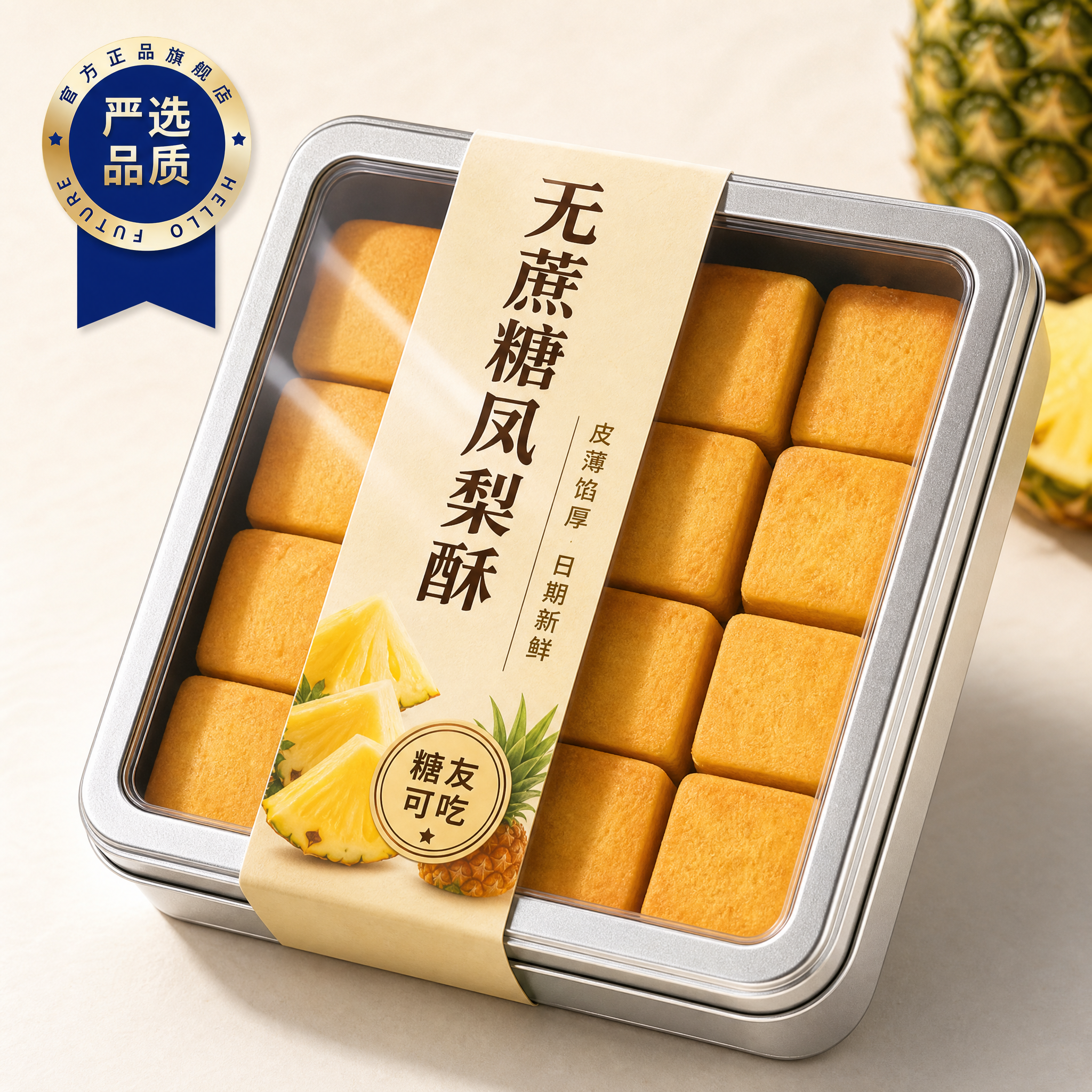 无糖凤梨酥专用小零食品健康老人无添加蔗糖孕妇孕期控糖低糖人友