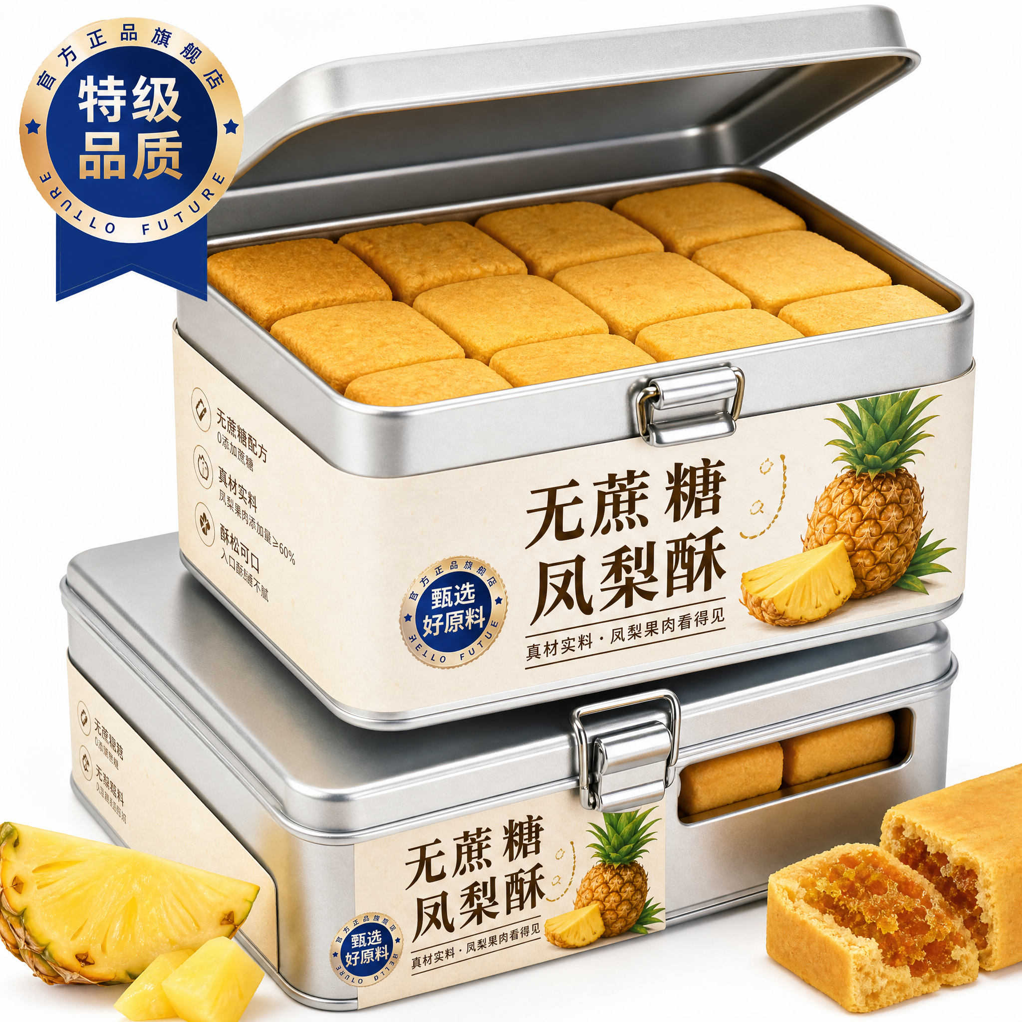 凤梨酥无蔗糖旗舰店厦门特产传统手工老字号糖尿人糕点无糖零食品