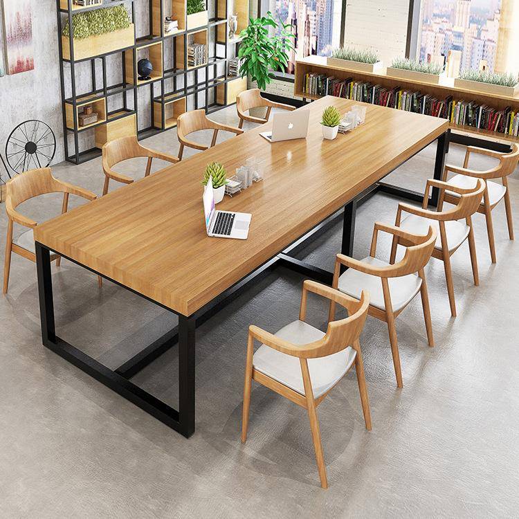 实木铁艺会议桌现代公司大型培训洽谈办公桌椅组合职员台式电脑桌