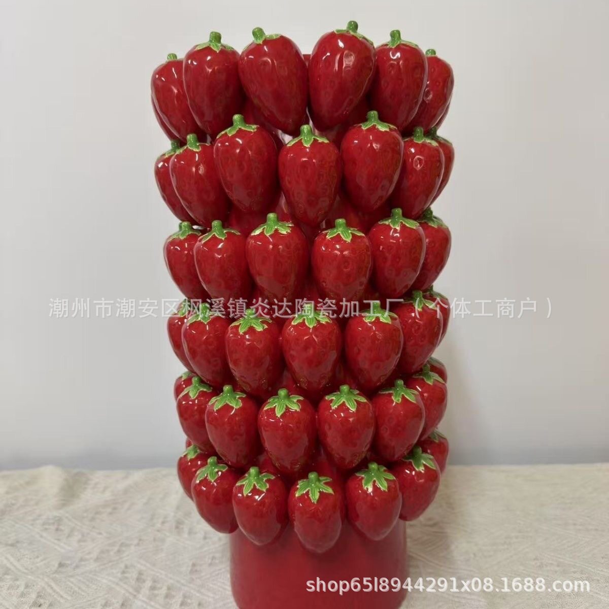 仿真水果草莓陶瓷花盆花瓶高级感摆件客厅卧室桌面家居饰品插花展