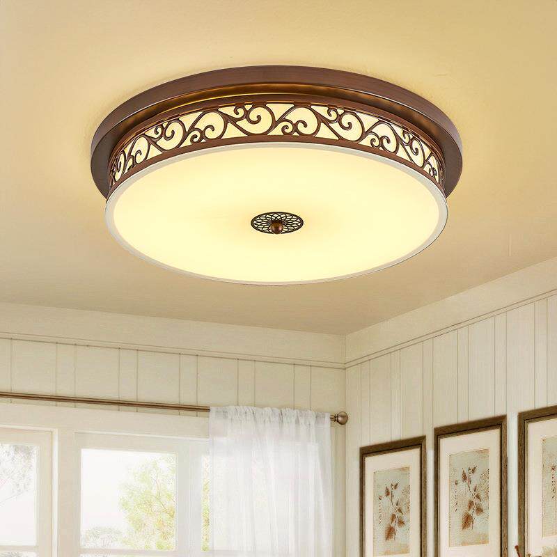 美式吸顶灯卧室灯家用复古阳台过道灯欧式大气圆形主卧书房间灯具