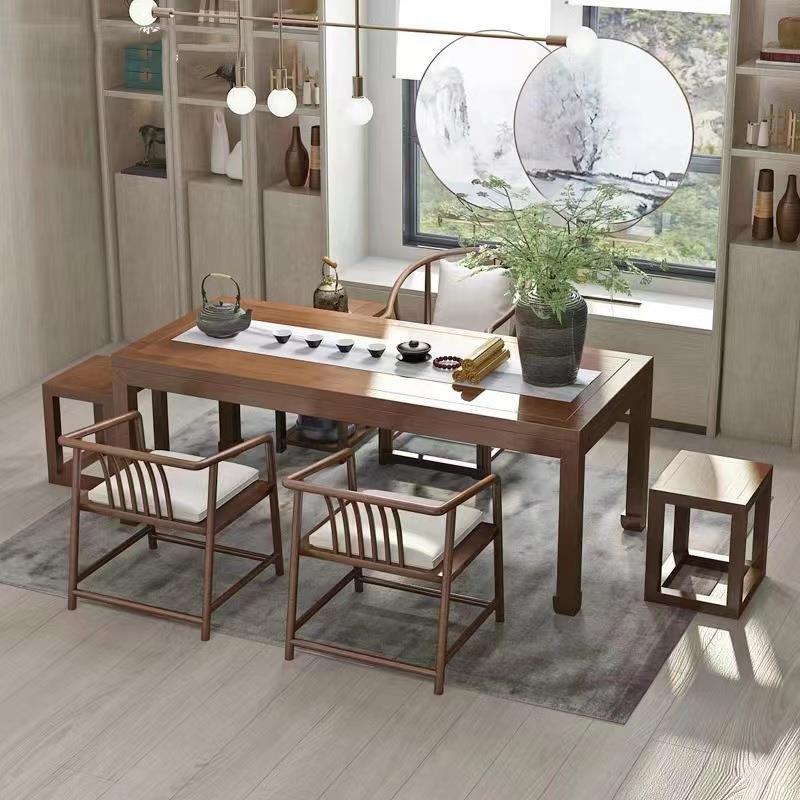 新中式成套实木茶桌简约家用客厅喝茶泡茶桌办公室会客茶桌椅组合