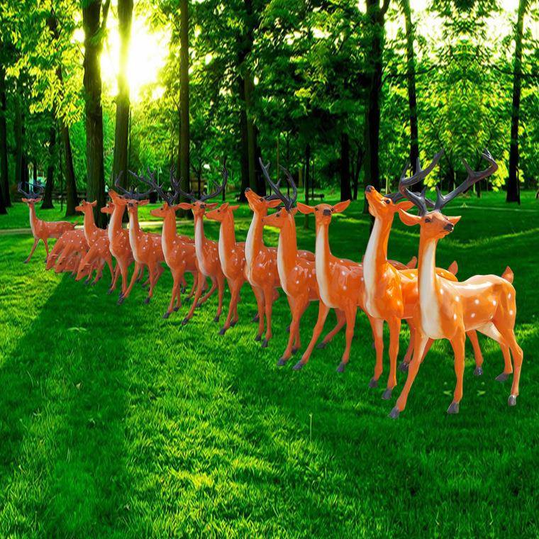玻璃钢梅花鹿动物雕塑园林景观雕塑花园广场户外景观摆件