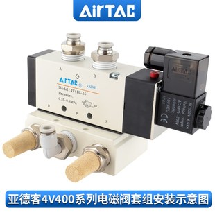 亚德客气动电磁阀 换向阀220V线圈控制阀24V电子气阀12V 4V410