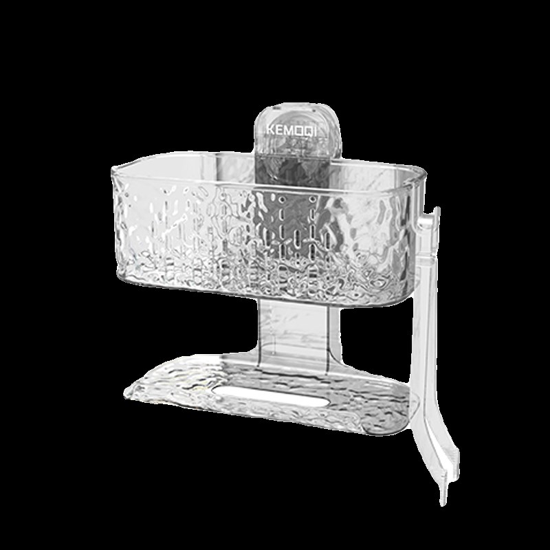 轻奢吸盘置物架旋转壁挂浴室双层沥水置物架擦脸巾洗脸巾收纳盒子