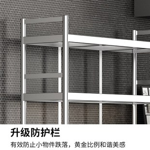 不锈钢架子厨房落地置物架家用多层储物收纳架加厚微波炉货架橱柜