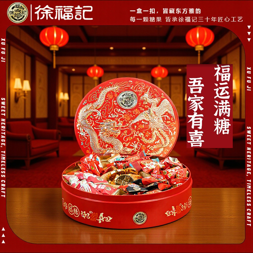 徐福记喜糖礼盒高端糖果铁盒装结订婚庆提亲回礼喜宴用送礼品批发