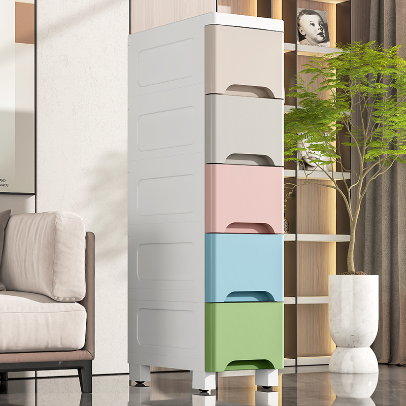 收纳箱抽屉式落地窄收纳柜子带轮置物架卫生间加厚夹缝厨房储物柜