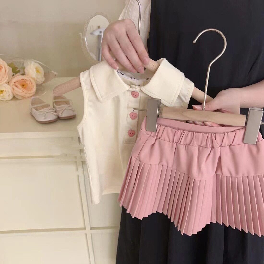 妮可贝贝韩国女童装2024夏洋儿童运动套装