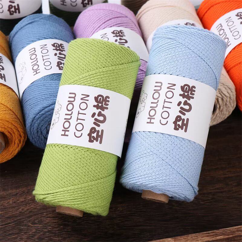 空心棉棉线棉麻毛线150克圆股中粗手工diy编织钩针帽子包包材料线