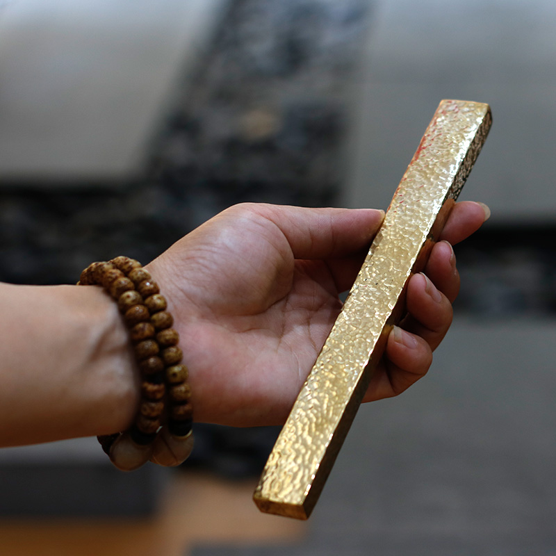 纯手工锤纹文房四宝黄铜镇纸压纸压尺文房清供雅玩  单根价