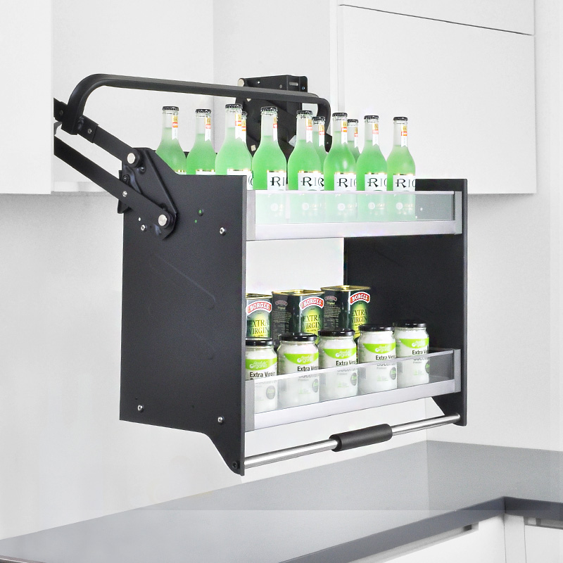 吊柜升降拉篮 下拉式厨房置物架调味篮 升降机 空降机橱柜五金