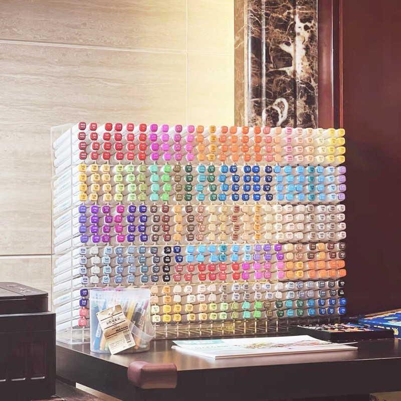 马克笔收纳架斜插笔架亚克力钢笔文具彩铅笔中性笔美术桌面收纳