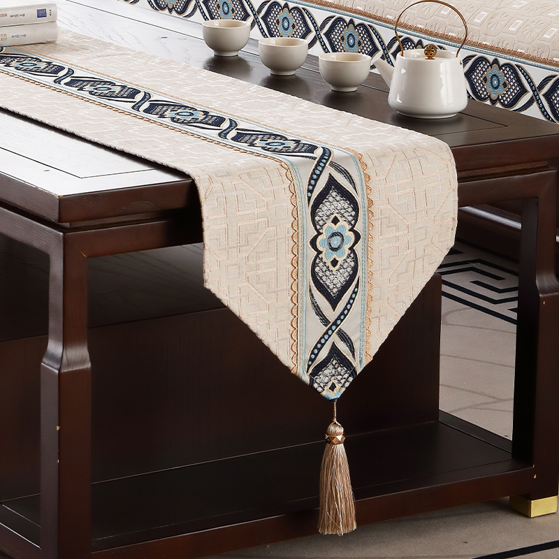 中式桌旗电视柜餐桌茶几长条可定制美式防尘布茶水柜台布桌布定制