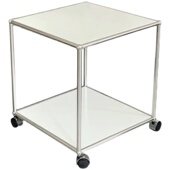 轻奢餐边柜卧室床头柜置物架生态板小方桌可移动小茶几不锈钢边几