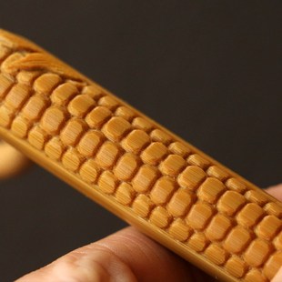 精品纯手工雕刻玉米实心竹手把件竹雕金玉满堂小挂件把玩玉竹