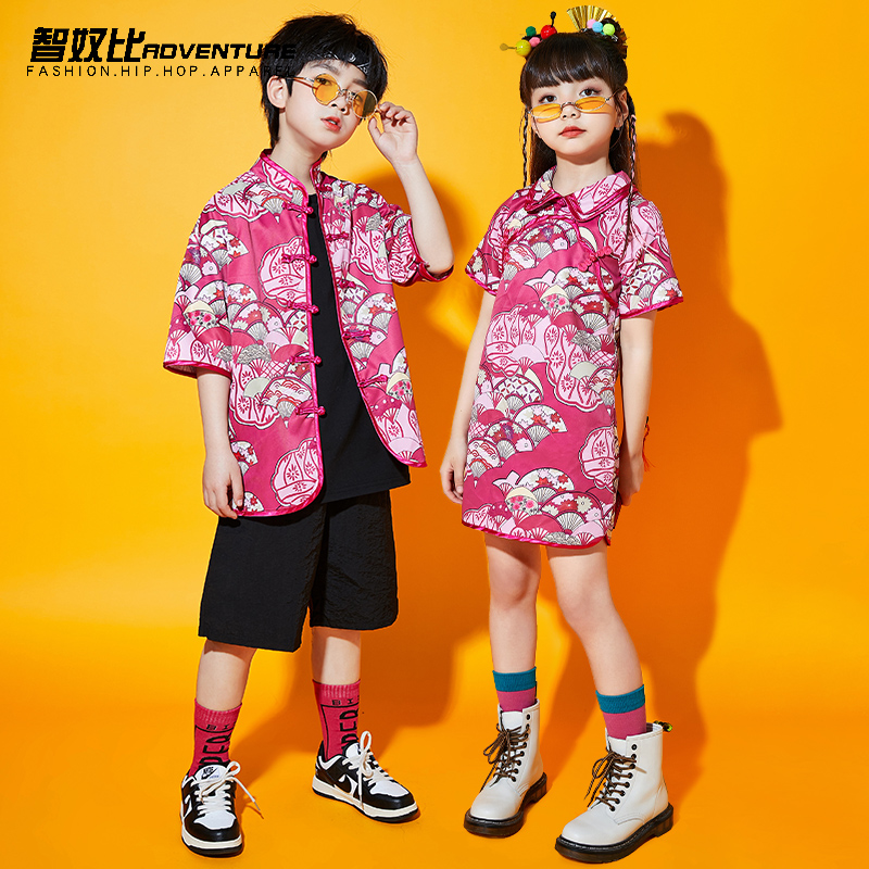 六一儿童啦啦队演出服装拉拉操小学生汉服班服幼儿园旗袍表演服潮