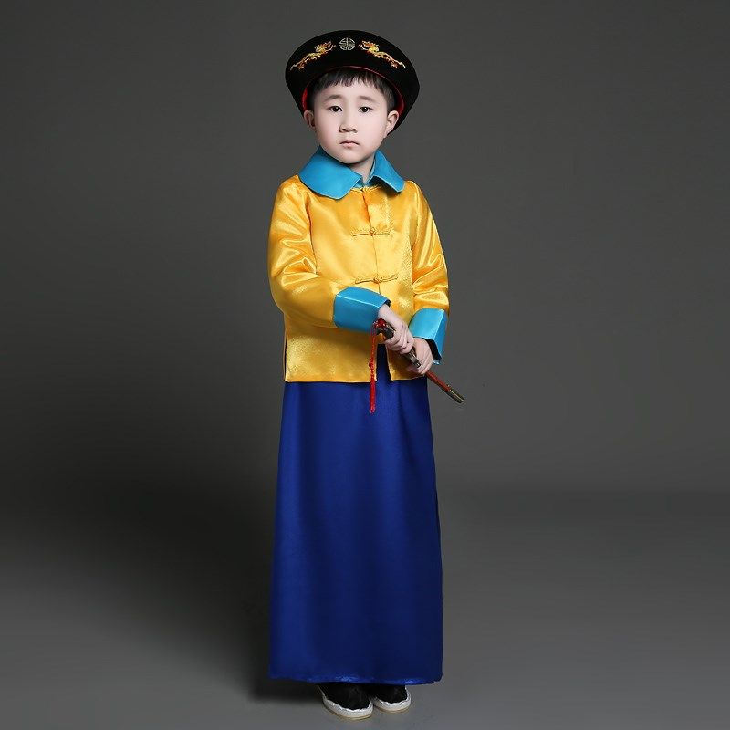 男童古装清朝皇帝御前带刀护卫小男孩古代官兵侍卫舞台表演出服装