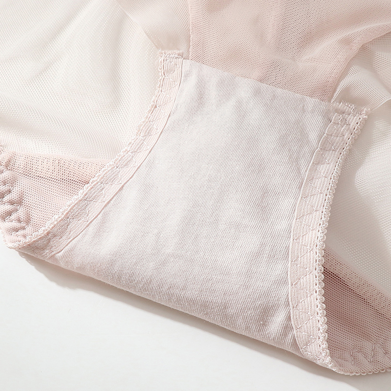 无痕束腹内裤女提臀网纱轻薄柔软女士高腰性感蕾丝包臀三角裤胖MM