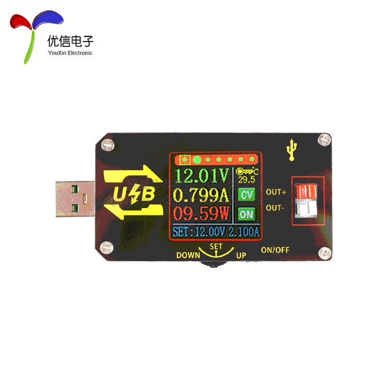 XY-UDP 数控USB彩屏电源升降压模块恒压恒流5V转9V12V24VUSB升压