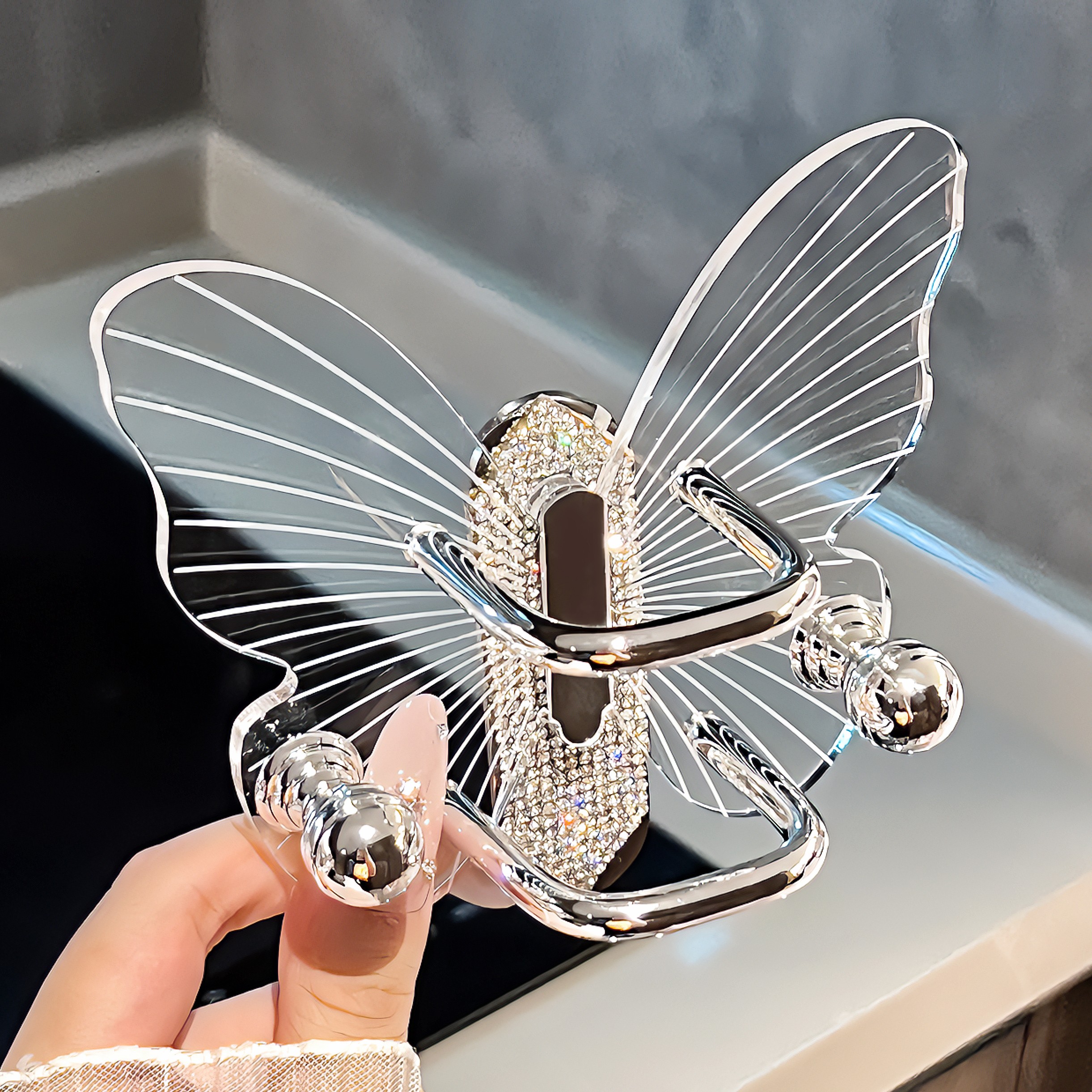 轻奢蝶卫生间梳子置物架壁挂免打孔浴室头绳皮筋发箍发圈收纳挂钩