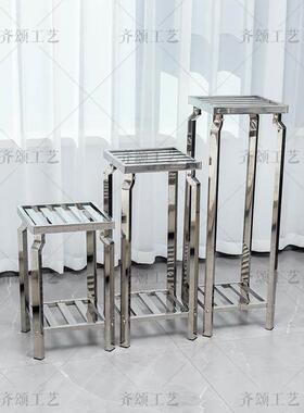 不锈钢花架多层客厅阳台置物架花盆花几架子铁艺落地式九尾狐专用