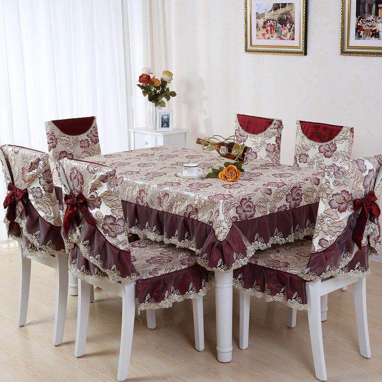 餐桌椅子罩套装红色喜庆防滑椅子套罩四季通用田园桌布餐椅套罩