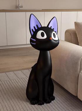 艺术黑猫咪客厅大型电视柜沙发旁边落地装饰品搬家开业送礼物摆件