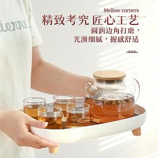 家用简约功夫茶具多功能创意茶杯置物现代客厅沥水盘 安雅茶盘日式