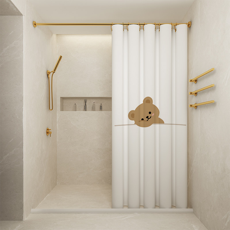 卡通浴帘浴室防水隔断帘免打孔高档防霉卫生间冬天洗澡不冷神器