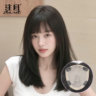 注目12*13中网双递针手织头顶补发片蚕丝网底一片式全真发假发片