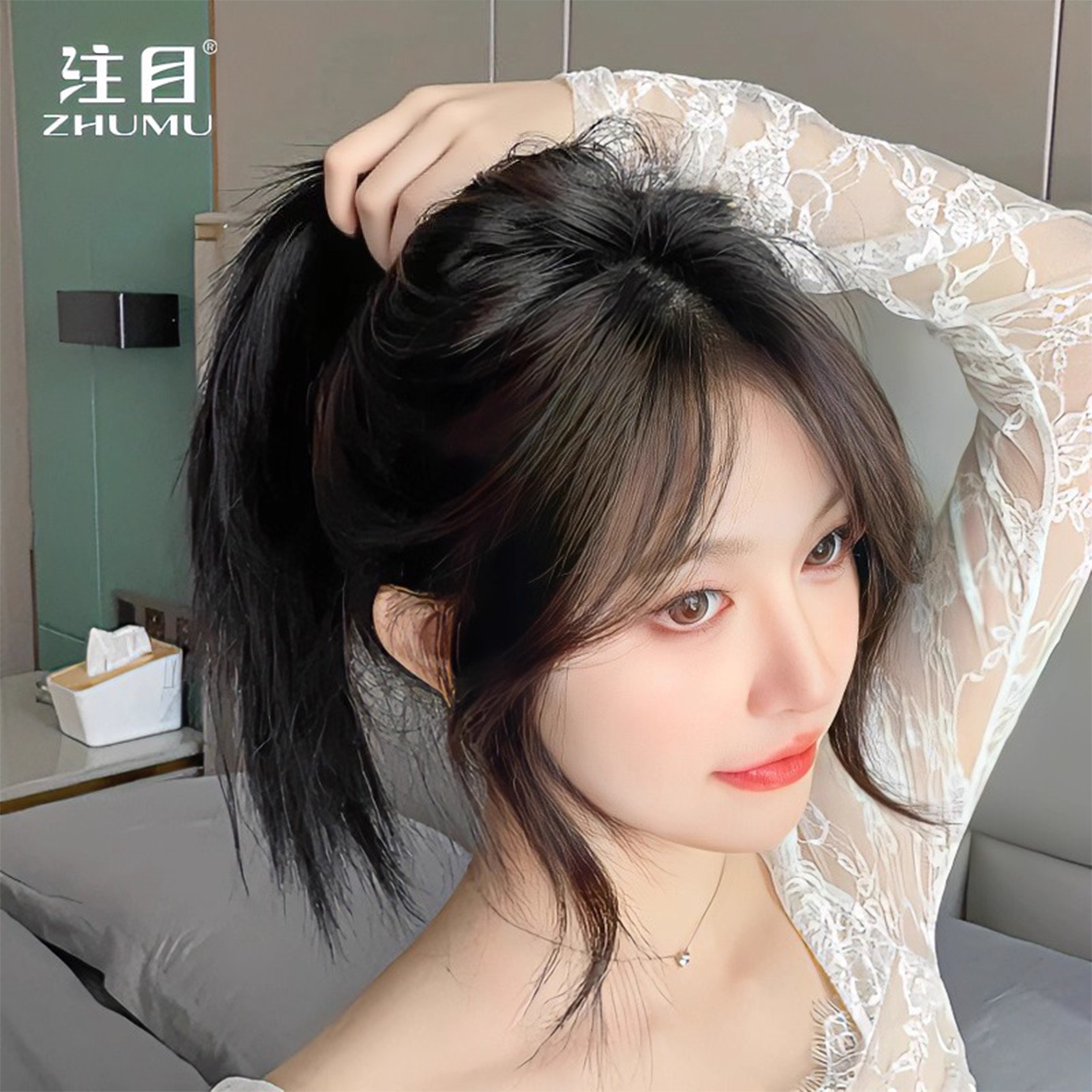 注目双递针假发女头顶补发片增发量蓬松无痕遮白发全真人发补发片