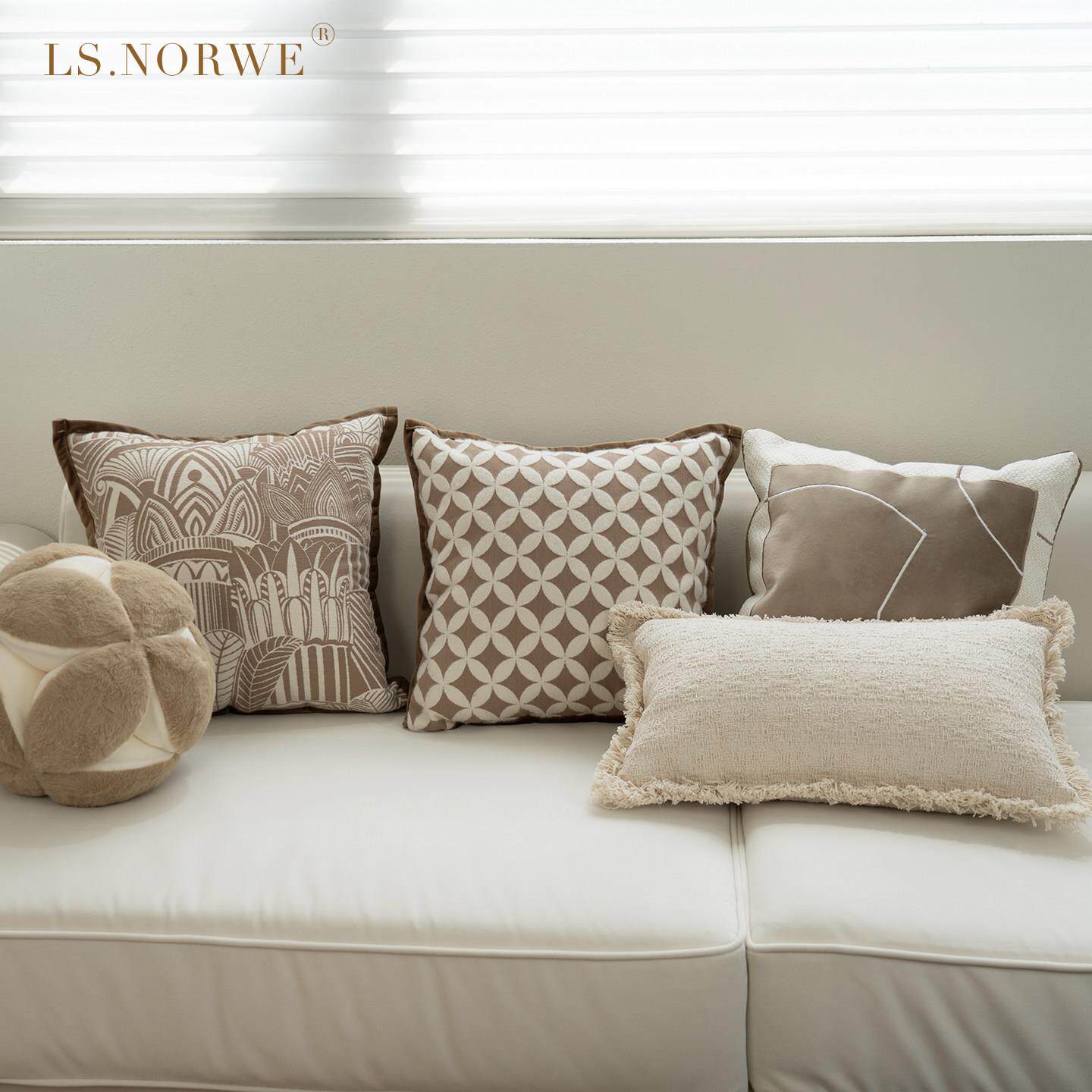 静奢风金钱纹抱枕组合高级感枕套样板间客厅沙发靠枕意式简约靠垫