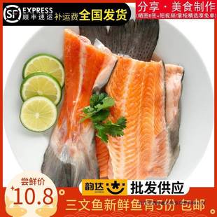 三海岸 冰鲜三文鱼骨400g 带鱼尾 鱼排 烧烤 香辣 红烧餐饮食材