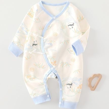 婴儿无骨春秋冬装连体衣新生儿纯棉宝宝衣服爬服哈衣爬行服系带