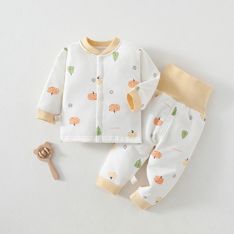 婴儿衣服分体套装纯棉男女宝宝两件套装冬内衣打底外出40g夹棉