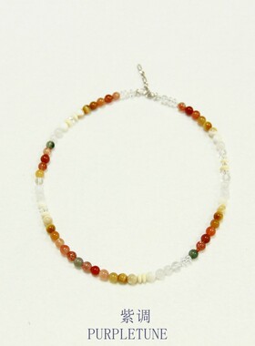 PURPLETUNE/紫调天然水晶多宝精致锁骨项链925纯银扣可调节叠戴
