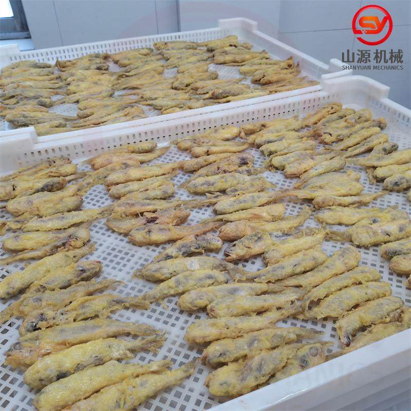 全自动小黄鱼上粉裹浆油炸流水线 黄花鱼裹粉机 带鱼段油炸机