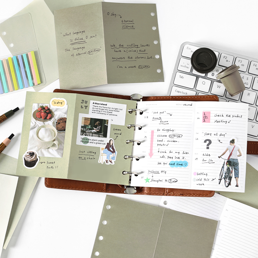 简约纯色折页M5手帐功能活页内芯