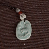 精品创意青瓷钥匙扣挂件汽车钥匙吊坠陶瓷复古十二生肖系列小礼品