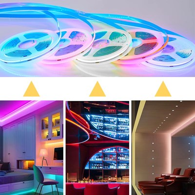 LED灯带3500K自粘12V5000K24V低压COB三色8mm彩光2700K线形线条灯