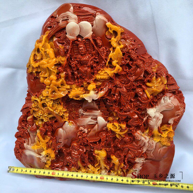 仿古寿山石蟠桃盛宴摆件家居客厅电视柜酒柜办公室工艺品礼品摆设