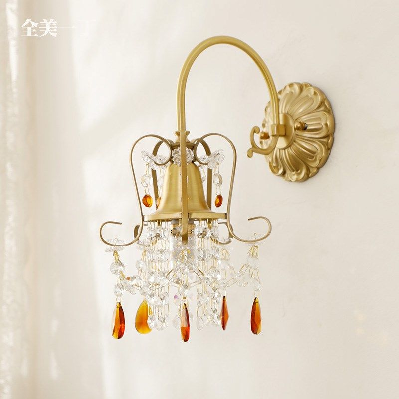 全美一丁 法式黄铜复古皇冠造型水晶壁灯餐厅灯卧室床头灯镜前灯,家装灯饰光源,壁灯,淘宝优惠券,粉丝福利购,淘宝优惠卷