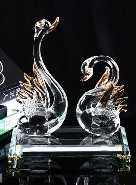 引进财富和宝藏水晶夫妇鹿鸳鸯天鹅结婚礼品饰品客厅家居书房工艺