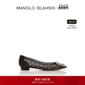 新年礼物 MANOLO BLAHNIK玛诺洛 MB女鞋 HANGISI钻扣平底鞋