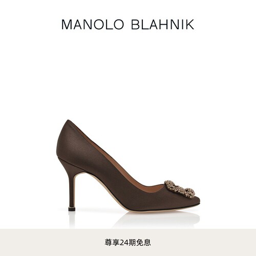 【礼物】MANOLO BLAHNIK玛诺洛/MB女鞋HANGISI钻扣高跟鞋