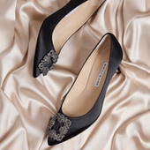 新年礼物 MANOLO BLAHNIK玛诺洛 MB女鞋 HANGISI钻扣高跟婚鞋