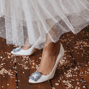 MB女鞋 BLAHNIK玛诺洛 MANOLO HANGISI钻扣高跟婚鞋 礼物