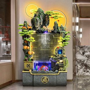 大型假山流水喷泉循环水鱼缸客厅家用玄关开业乔迁办公室景观摆件