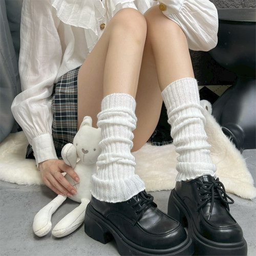 希琳针织袜套jk白色袜子女款小腿套夏季薄款日系显瘦灰色堆堆袜套
